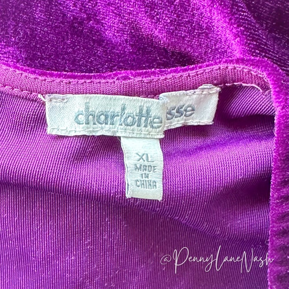 Charlotte Russe Deep V Neck Velvet Romper Purple - Picture 6 of 10